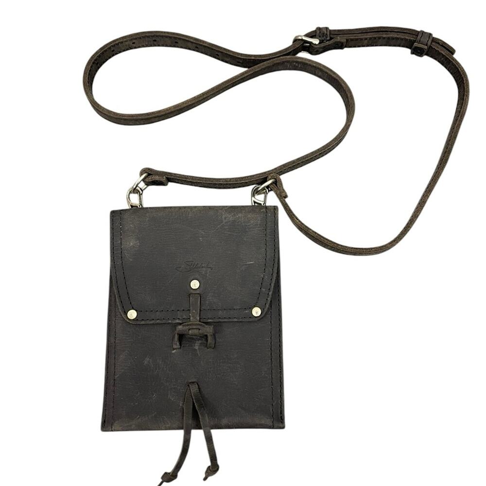 Saddleback Leather ORIGINAL POUCH WITH STRAP Dusty Carbon Black Veggie Tanned